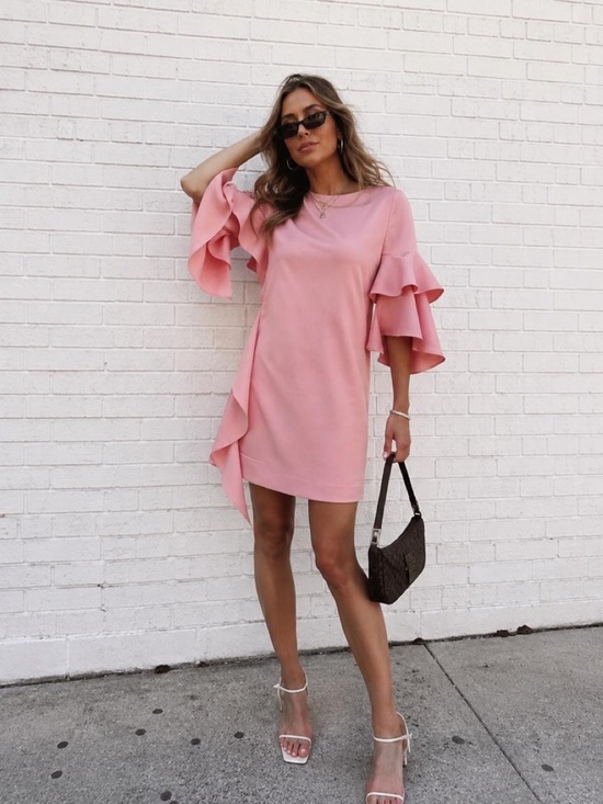 Ted Baker Dresses & Skirts - Ted Baker Soft Pink Ruffle-Sleeve Mini Dress